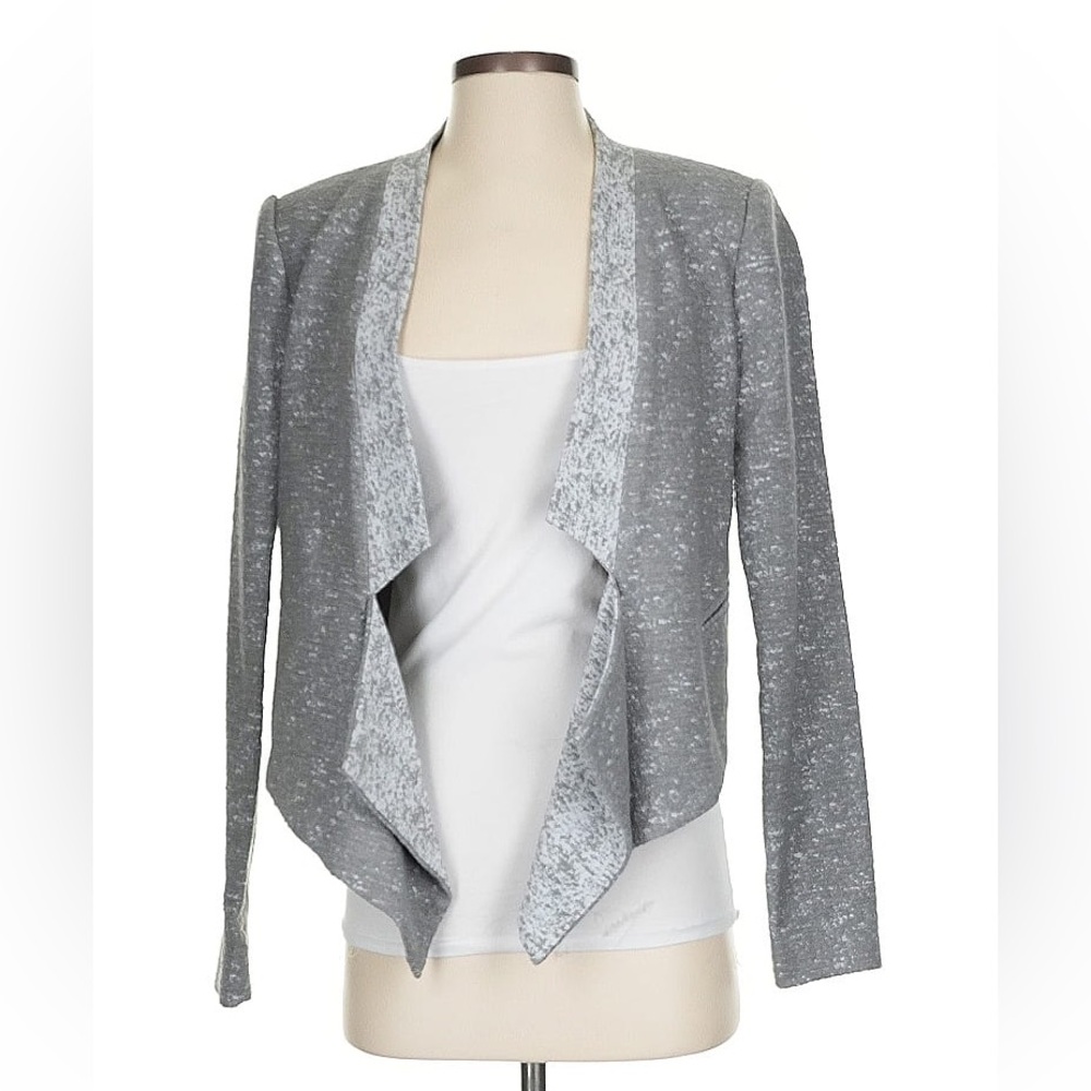 BCBGMaxAzria Metallic Gray Asymmetrical Blazer Jacket
